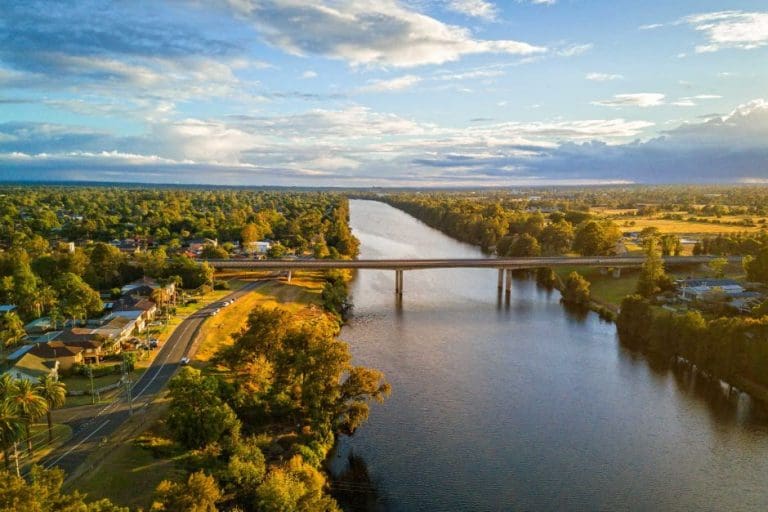Beautiful Drone View of Bridge with River